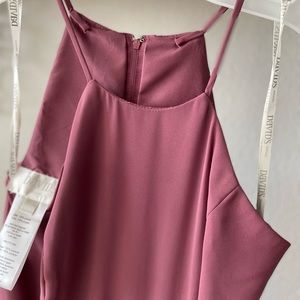 David’s Bridal, Size 12, High-Neck Chiffon Bridesmaid Dress with Cascade,Chianti